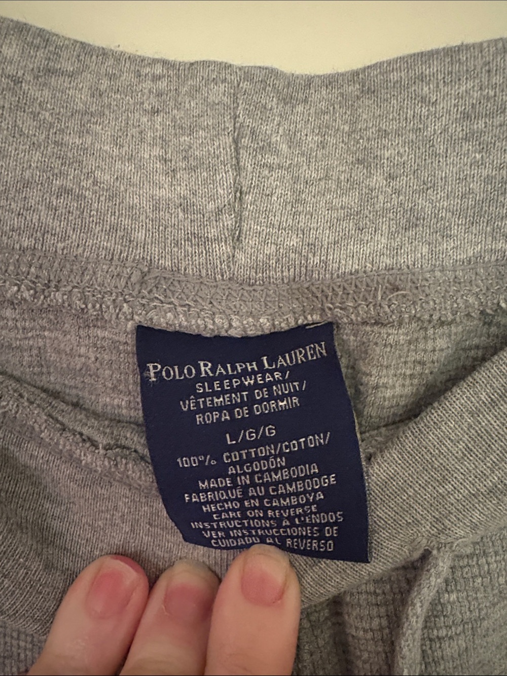 Polo by Ralph Lauren Gray Drawstring Waffle Knit Sleep Shorts size L - Picture 3 of 5